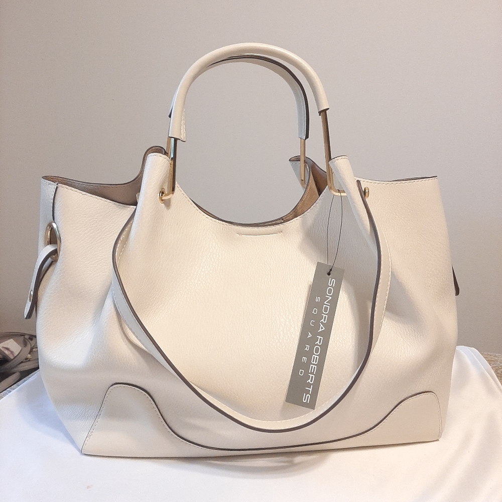 NWT Sondra Roberts Squared Ivory Tote